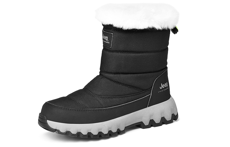 Jeep Comfortable And Versatile, Platform Waterproof, Fleece Lined Thermal Crew Snow Boots Unisex Black