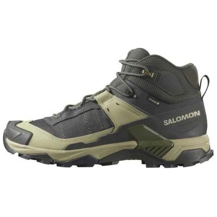Мужские ботинки Salomon X ULTRA 5 (серые с зеленым)