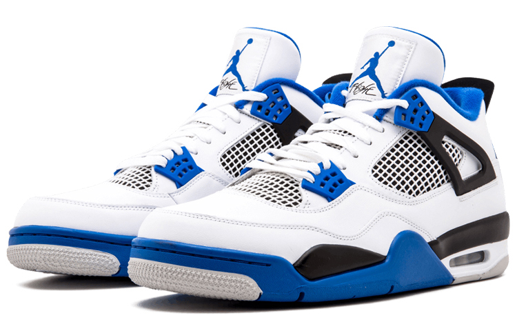 Мужские кроссовки Jordan Air Jordan 4 Retro Motorsports (бело-синие) — 白/大学蓝/黑 — фото 3