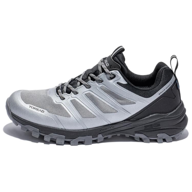 TOREAD Non Slip And Waterproof Abrasion Resistant Low top Hiking Shoes Men’s Silver Gray Black