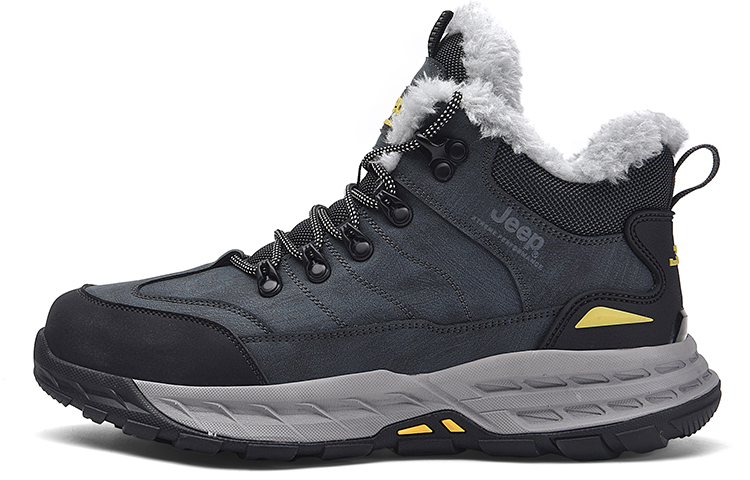 Jeep Fleece Lined Collection Thickened Cushioning Abrasion Resistant Coverage Support Thermal Mid top Outdoor Shoes