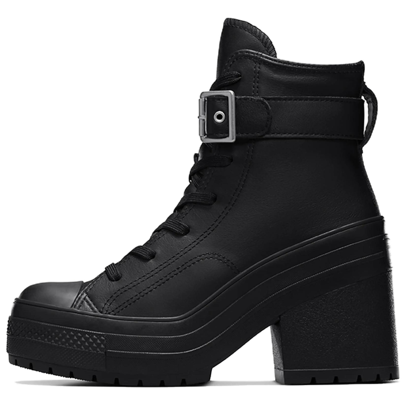 Chuck 70 De Luxe Converse Heel Leather High 'Buckle - Triple Black' Women's