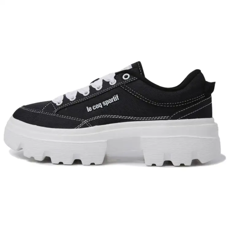 Le Coq Sportif Slip Resistant Abrasion Resistant Low top Canvas Shoes Women's Black White