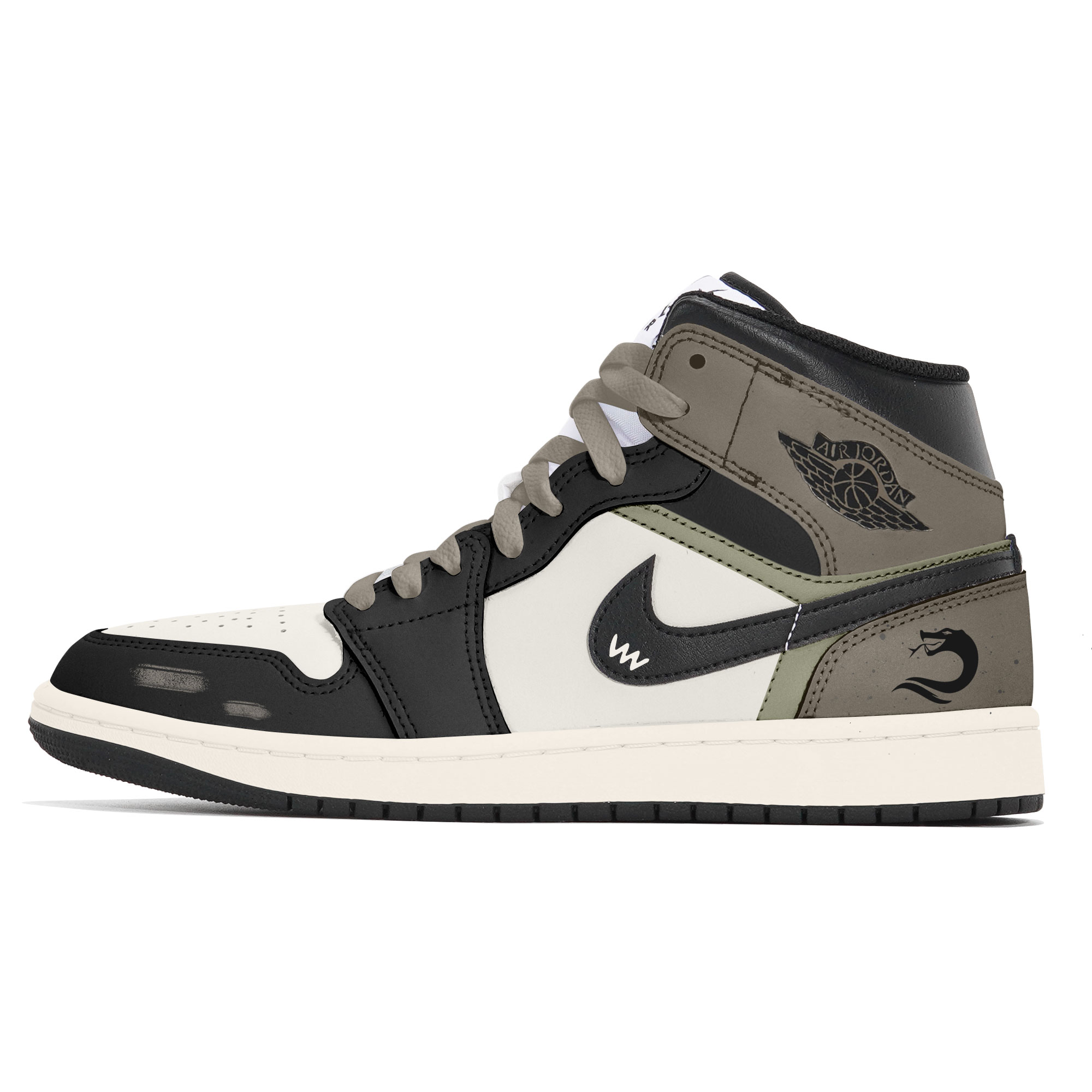 Jordan Air Jordan 1 Abrasion Resistant Slip Resistant Mid top Vintage Basketball Shoes Men’s Black Brown