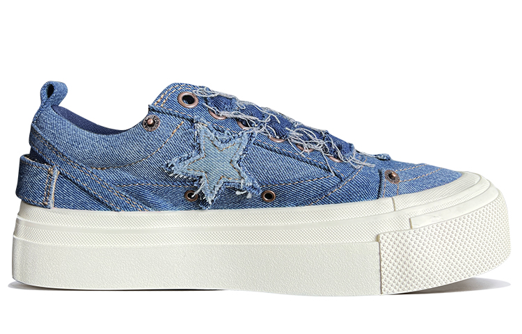 KAALIXTO 'DENIM Stars Shoes Low top Canvas Shoes Unisex Blue