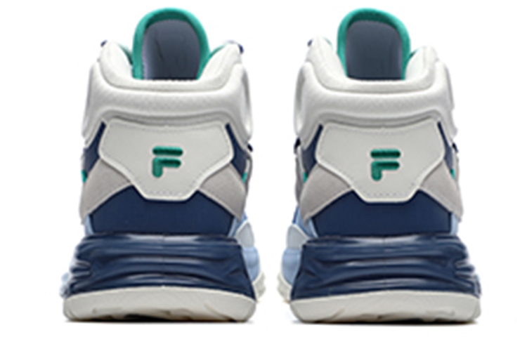 FILA FUSION FX 22 Textile, Synthetic Leather, Split Suede Mid top Vintage Basketball Shoes Women’s White Blue