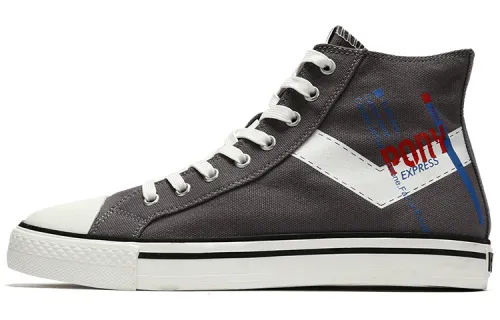 Pony Shooter Comfortable Abrasion Resistant High top Canvas Shoes Unisex Gray White