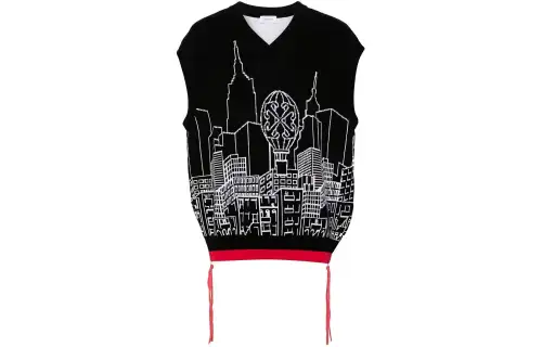 OFF-WHITE intarsia-knit sleeveless jumper