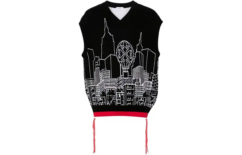 OFF-WHITE intarsia-knit sleeveless jumper