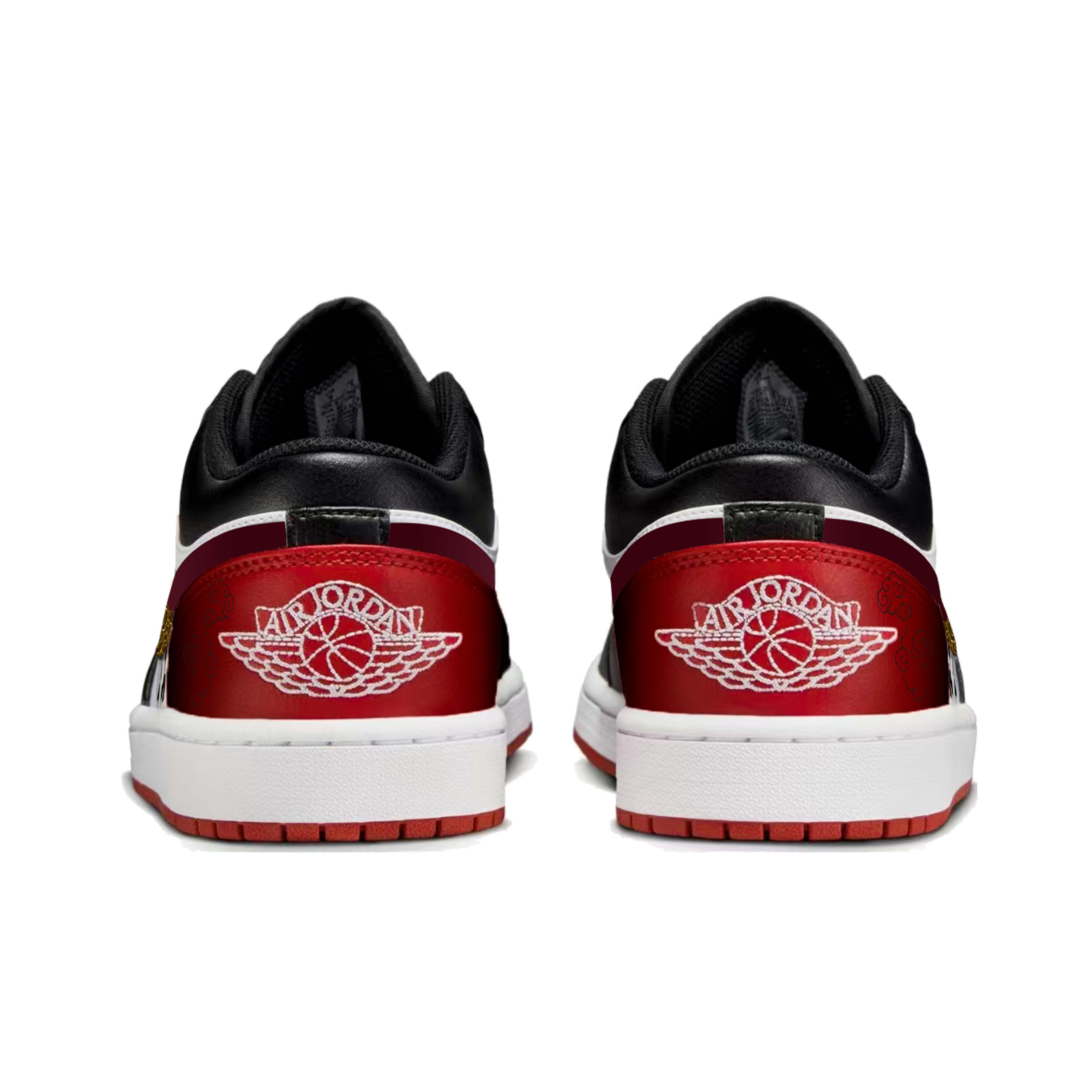 Jordan Air Jordan 1 Abrasion Resistant Breathable Low top Vintage Basketball Shoes Men’s Black Red