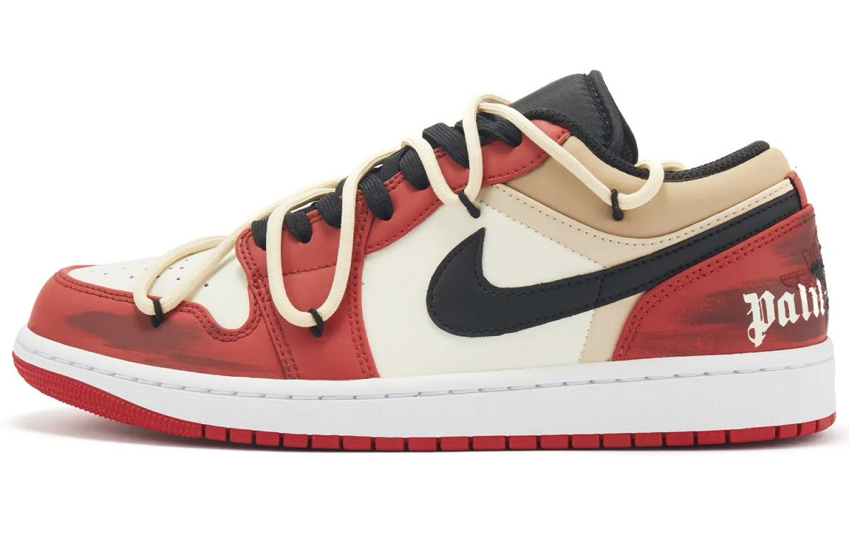 Jordan Air Jordan 1 Low Chicago Breathable And Lightweight Low top Vintage Basketball Shoes GS Red White Yellow