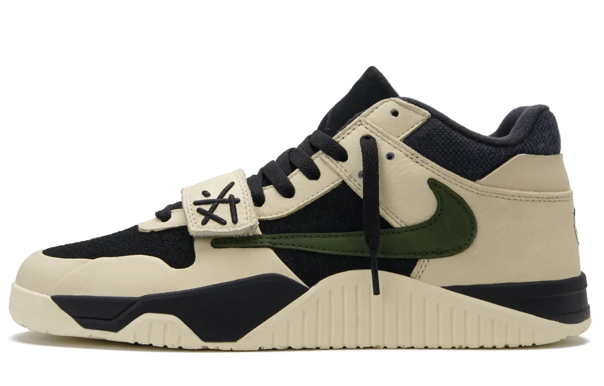 Travis Scott x Jordan Jumpman Jack TR Avocado Mid top Vintage Basketball Shoes Unisex Black Gray