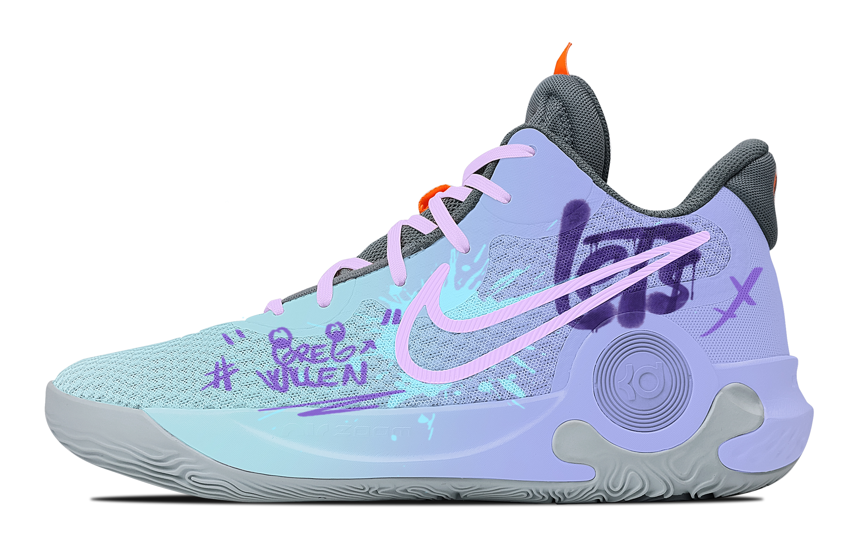 Nike KD Trey 5 IX Trendy Fantasy Cushioning, Wear Resistant Mid top Basketball Shoes Unisex Blue Purple