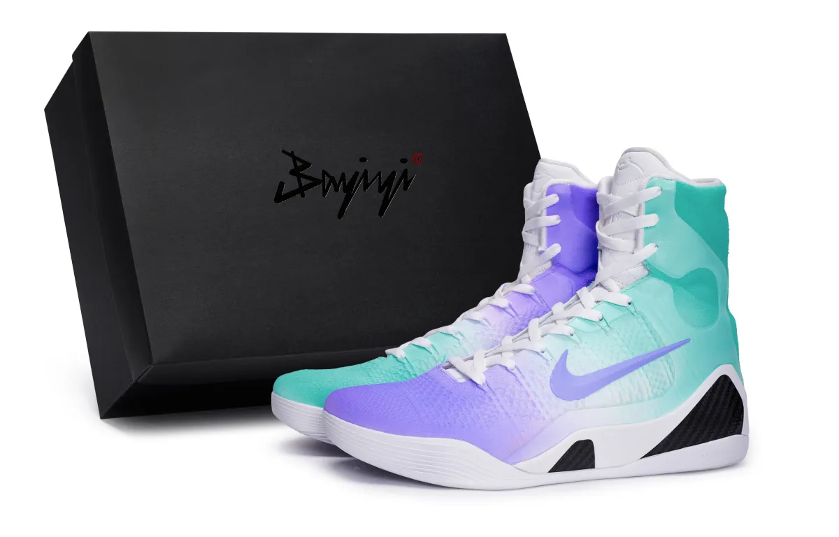 Nike Kobe 9 Slip Resistant Slip Resistant High top Basketball Shoes Unisex White Black Green Purple
