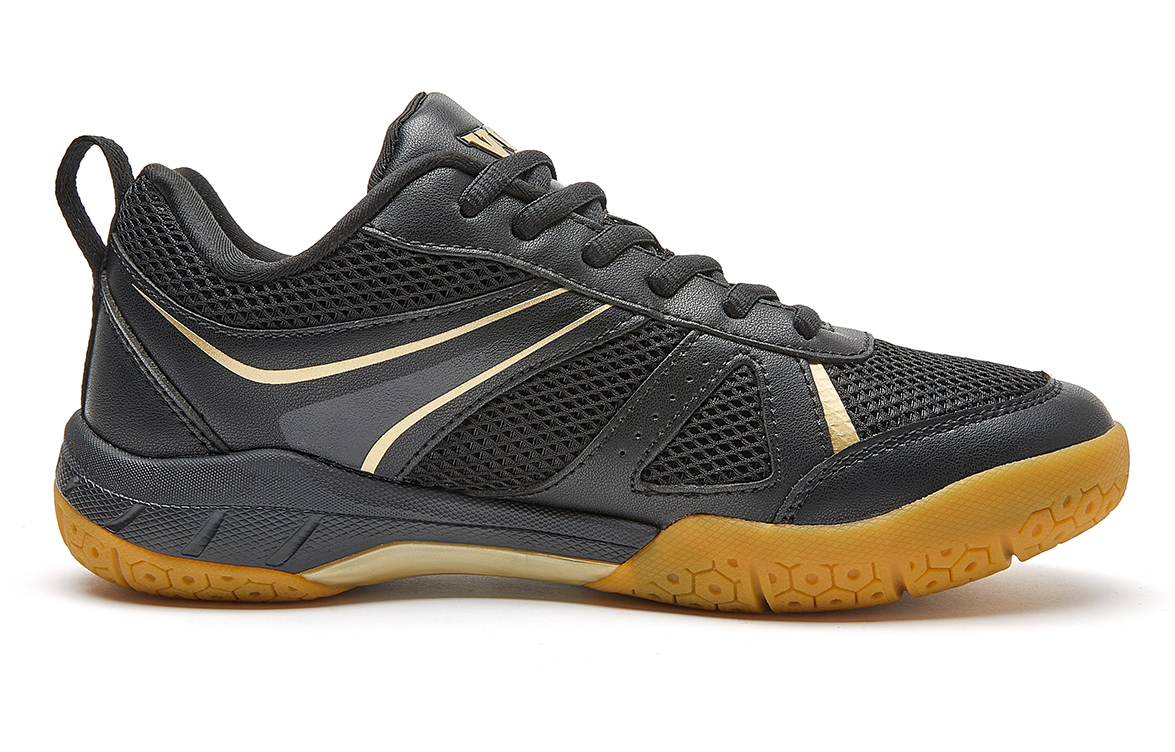 VOIT Cushioning Breathable Support Low top Badminton Shoes Unisex Black Gold