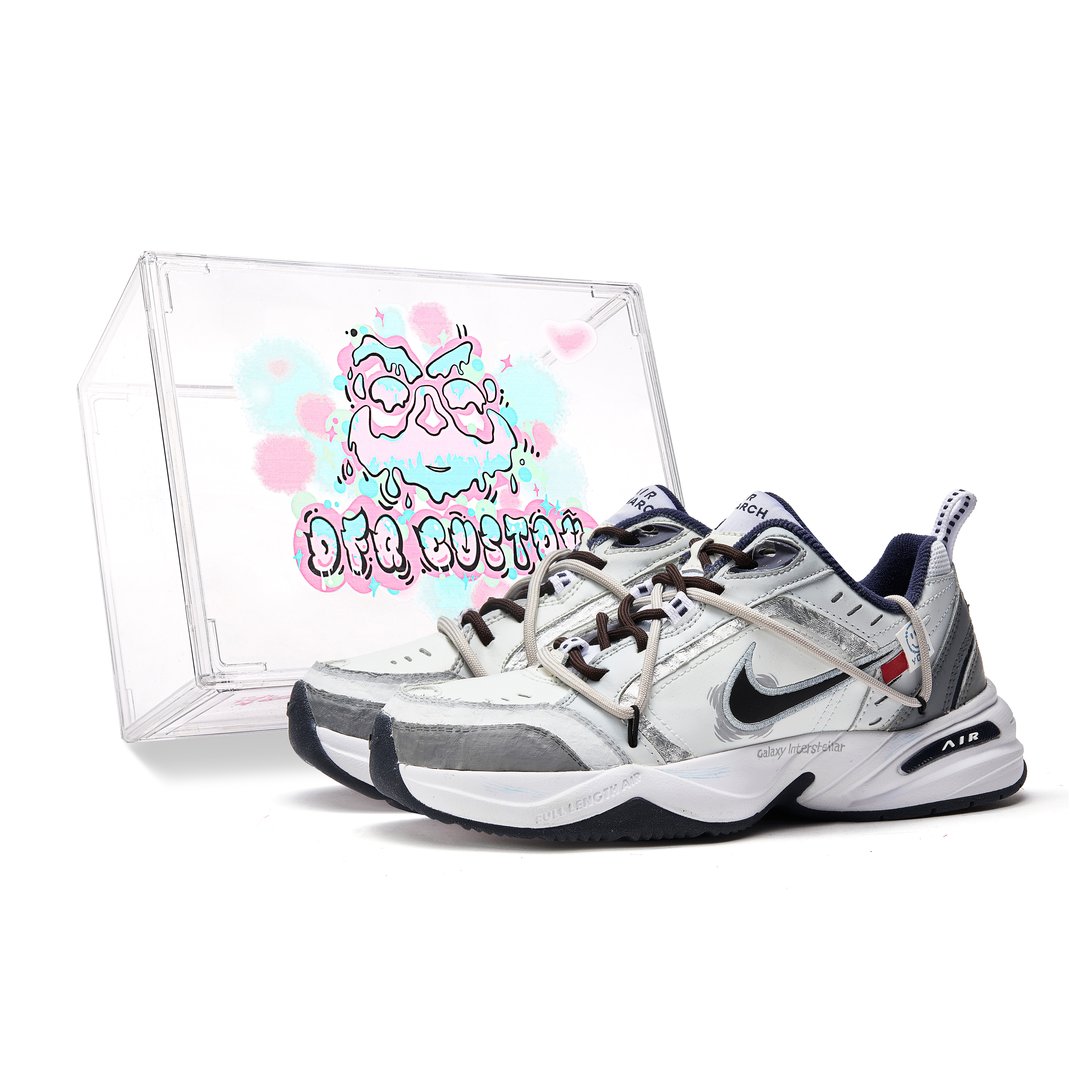 Nike Air Monarch 4 Da Vinci Custom Box, Unlimited Galaxy Slip Resistant Slip Resistant Low top Chunky Sneakers Unisex
