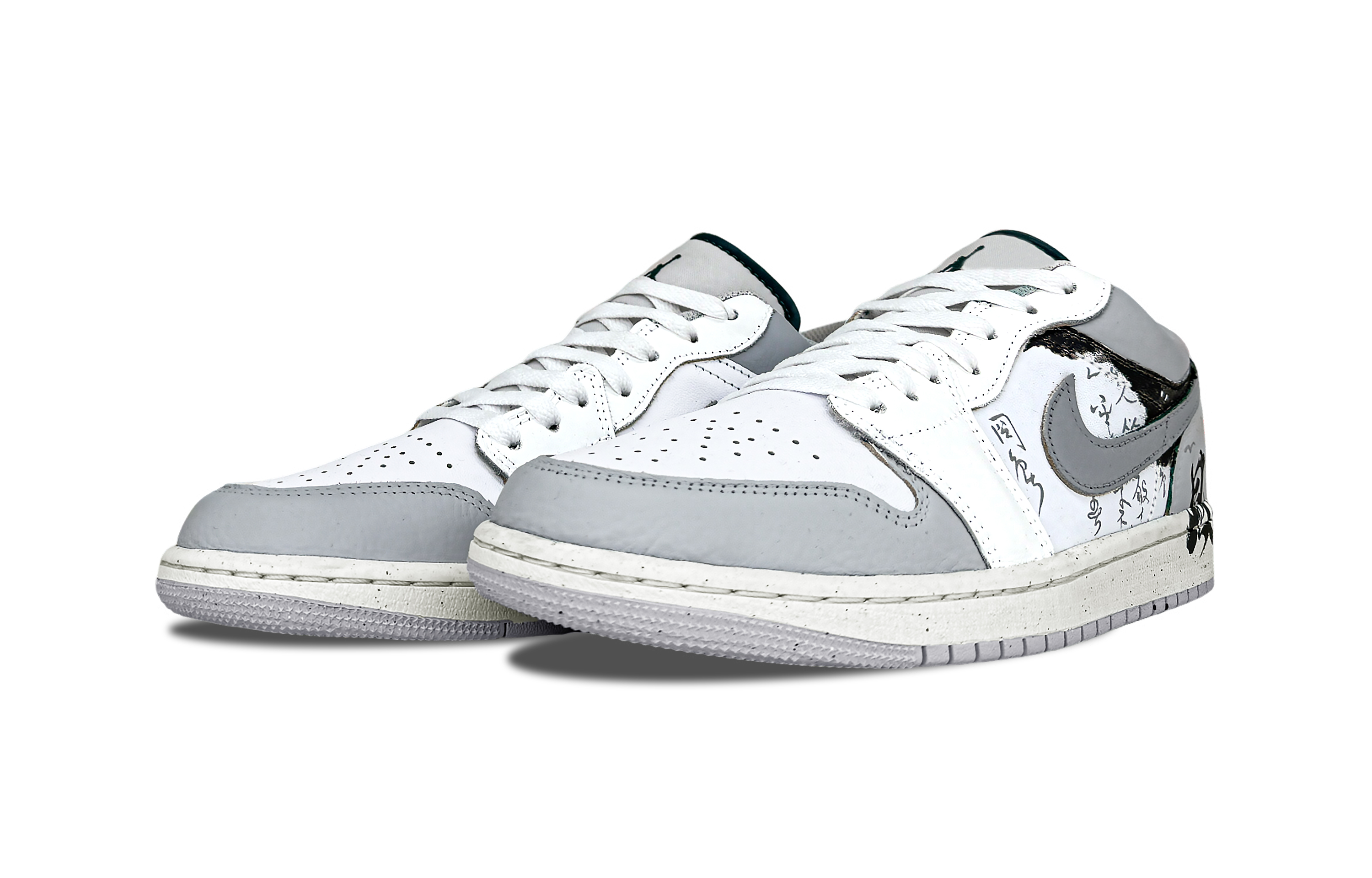 Jordan Air Jordan 1 Chinese Style All The Best Leather Low top Vintage Basketball Shoes Men’s Gray White
