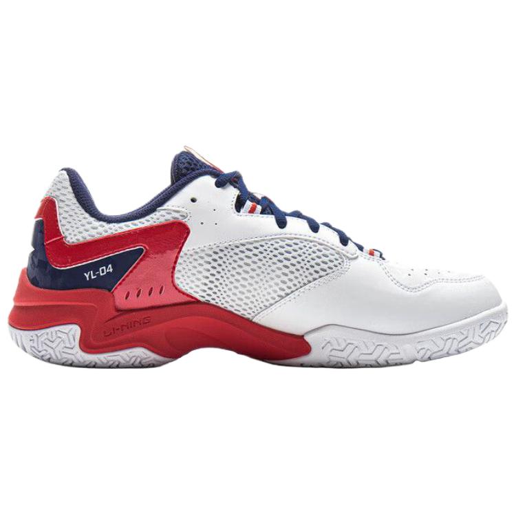 Li Ning Abrasion Resistant Breathable Low top Badminton Shoes Unisex White Red