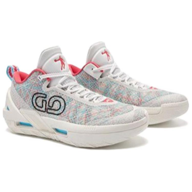 QIAODAN Cushioning, Wear Resistant Low top Basketball Shoes Men’s White Blue