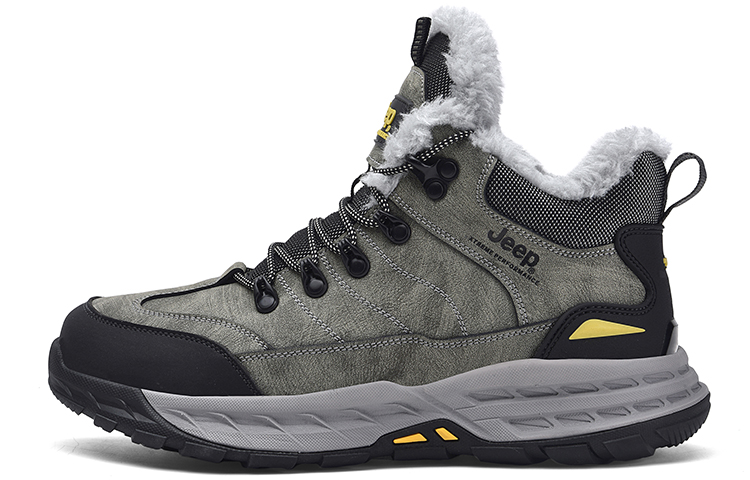 Jeep Fleece Lined Collection Thickened Mid top Outdoor Shoes Men’s Gray