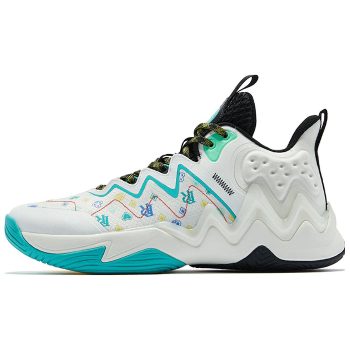 QIAODAN Shui Textile, Synthetic Leather, TPU Rebound Low top Basketball Shoes Men’s White Blue