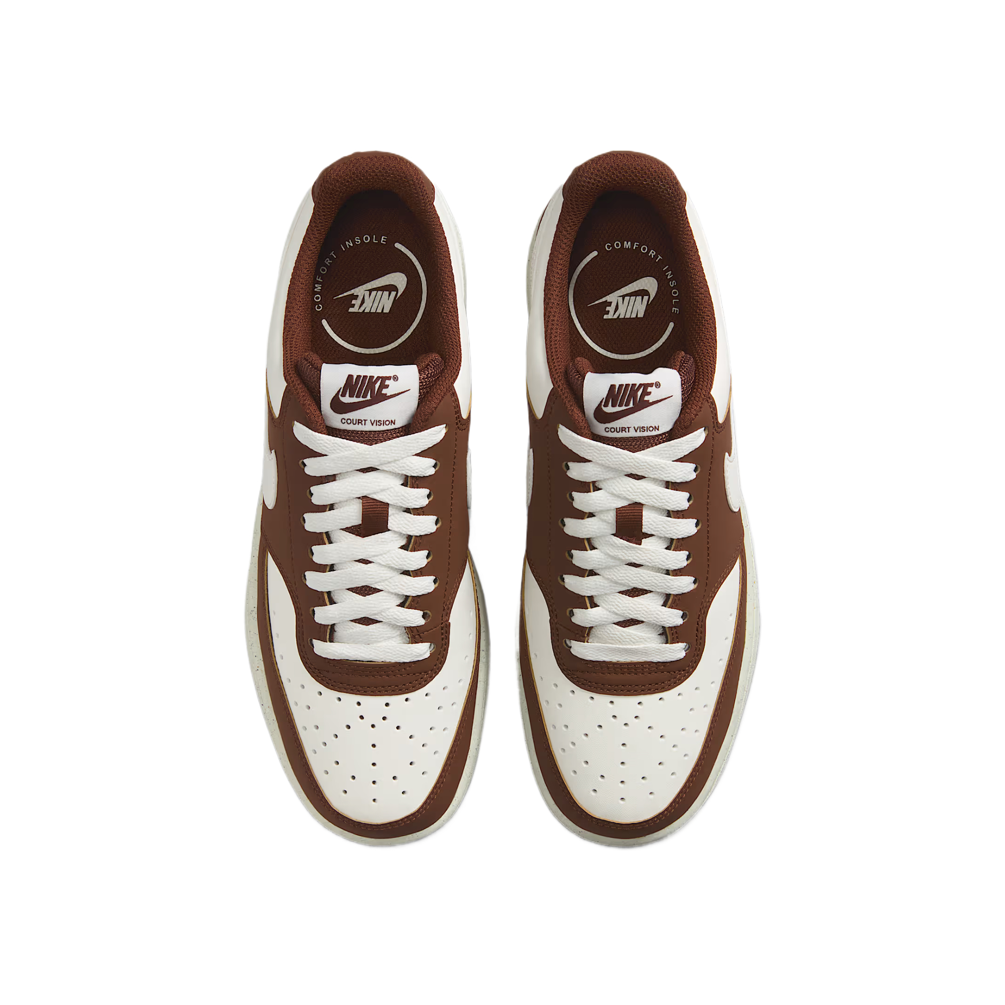 Nike Court Vision Synthetic Leather Low top Training Shoes Women’s White Brown