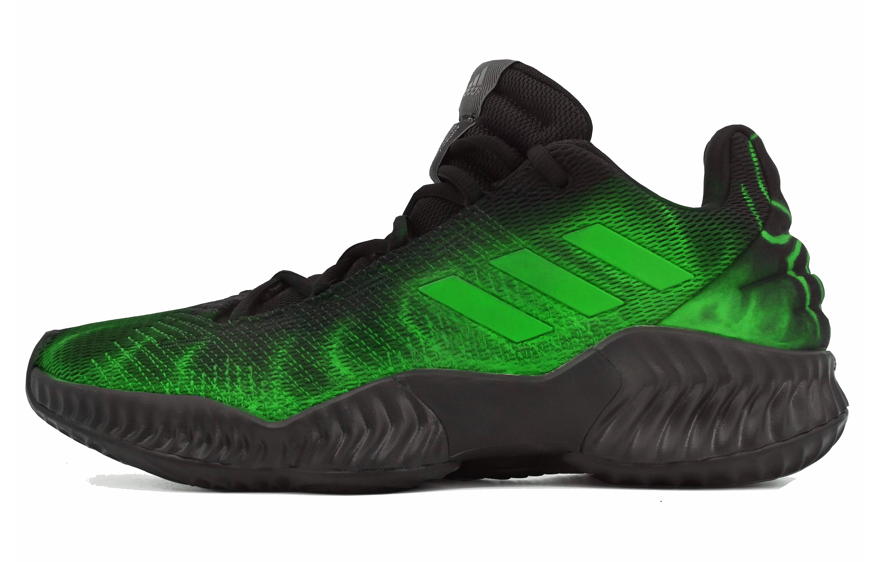 Adidas Pro Bounce 2018 Cushioning Slip Resistant Abrasion Resistant Low top Basketball Shoes Men's Black Green