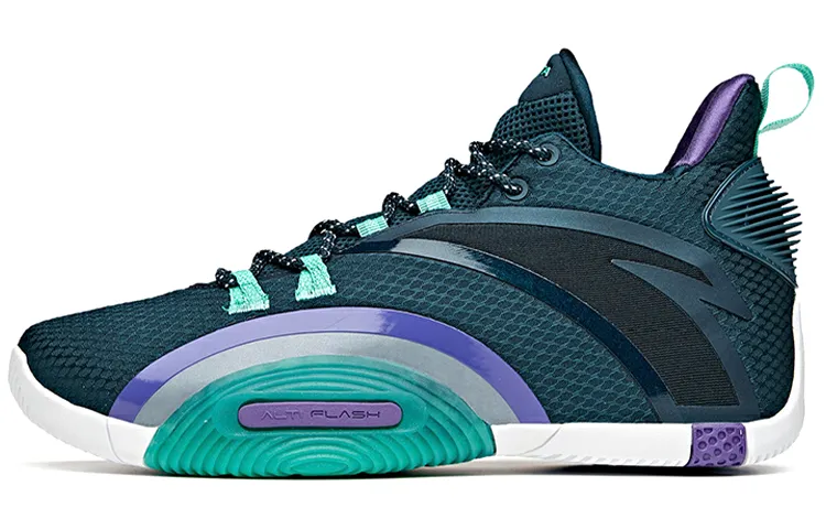 ANTA UFO3.0 Basketball Shoes Men's Mid Top Heather Blue/Parrot Green/Anta White