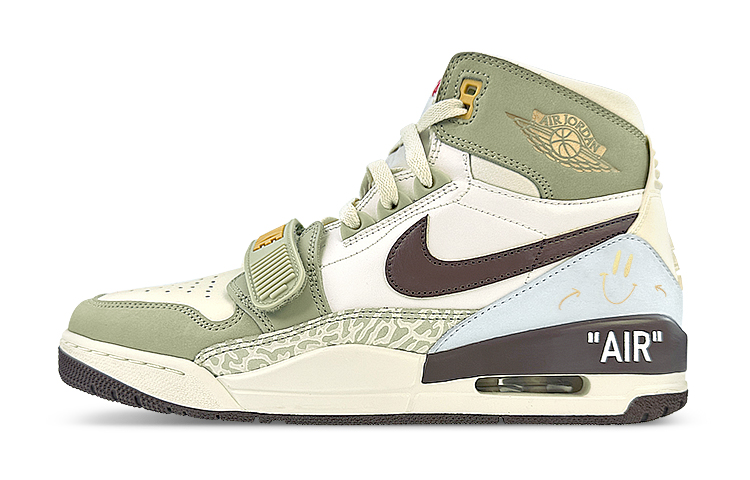 Jordan Legacy 312 Mid top Vintage Basketball Shoes Men’s White Green Gold