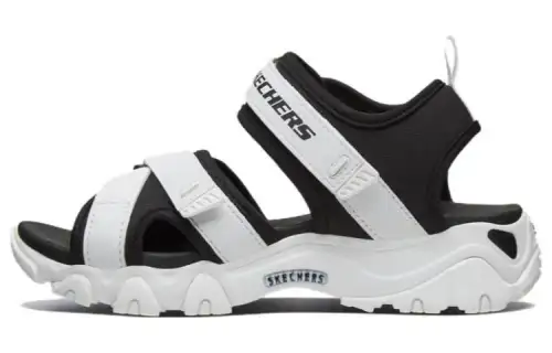 Skechers D'LITES 2.0 Comfortable Beach Sandals Women's Black White