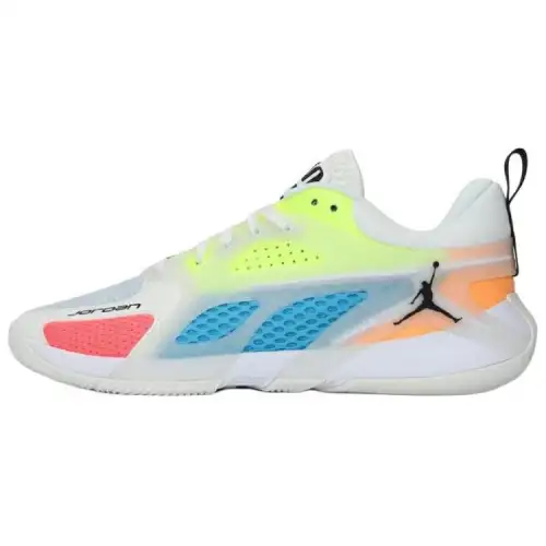 Jordan Heir Low top Basketball Shoes Men's White Yellow Blue