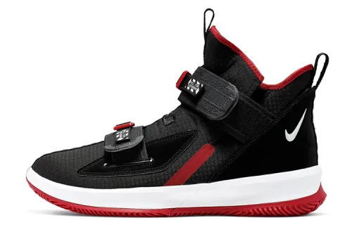 Nike Zoom soldier 13 SFG Soldier 13 Fashionable and versatile, non-slip and lightweight, middle-top practical basketball shoes, men's style, black and red, foreign version