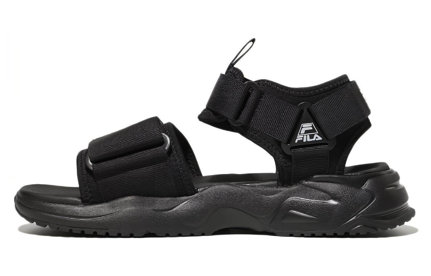 FILA Rayflies Sandals Slip Resistant Abrasion Resistant Beach Sandals Unisex Black Korean Style