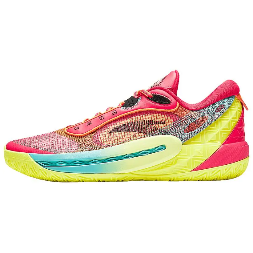 Anta Cushioning Slip Resistant Low top Basketball Shoes Men's Red Yellow
