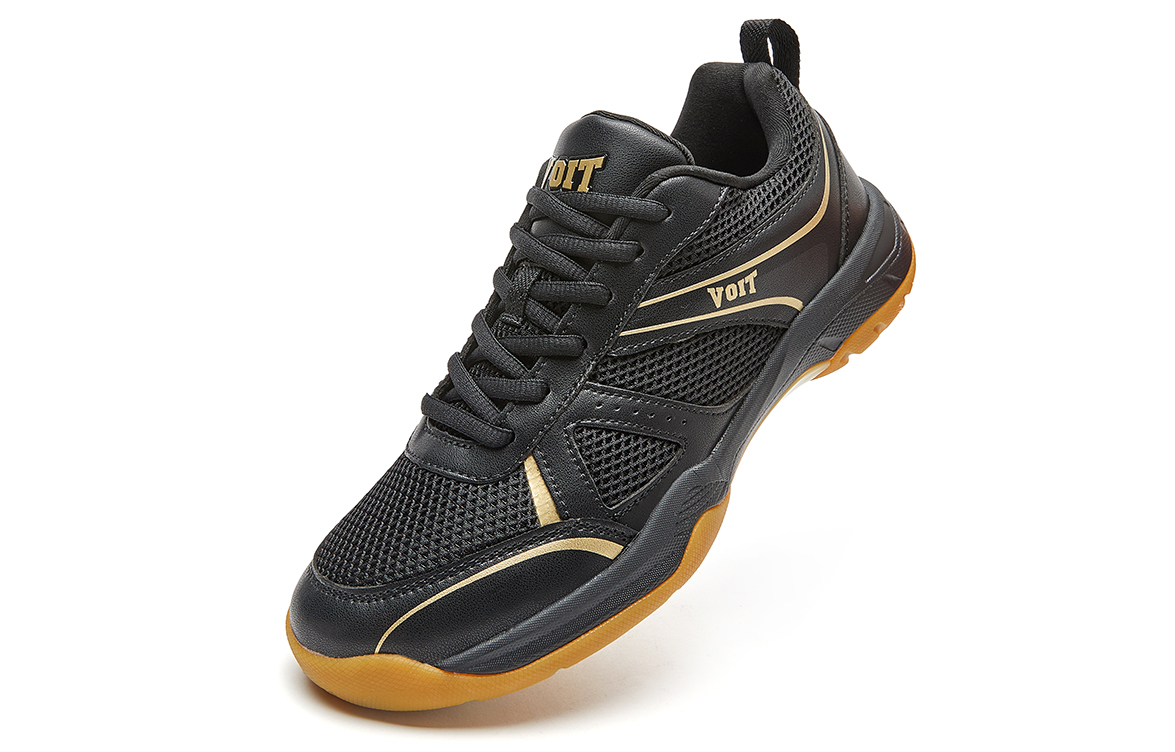 VOIT Cushioning Breathable Support Low top Badminton Shoes Unisex Black Gold