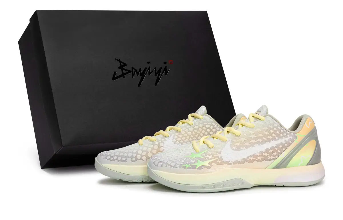 Nike Zoom Kobe 6 811 Manufacturing, White Peach Starry Yellow Green, Special Shoe Box Slip Resistant Abrasion Resistant