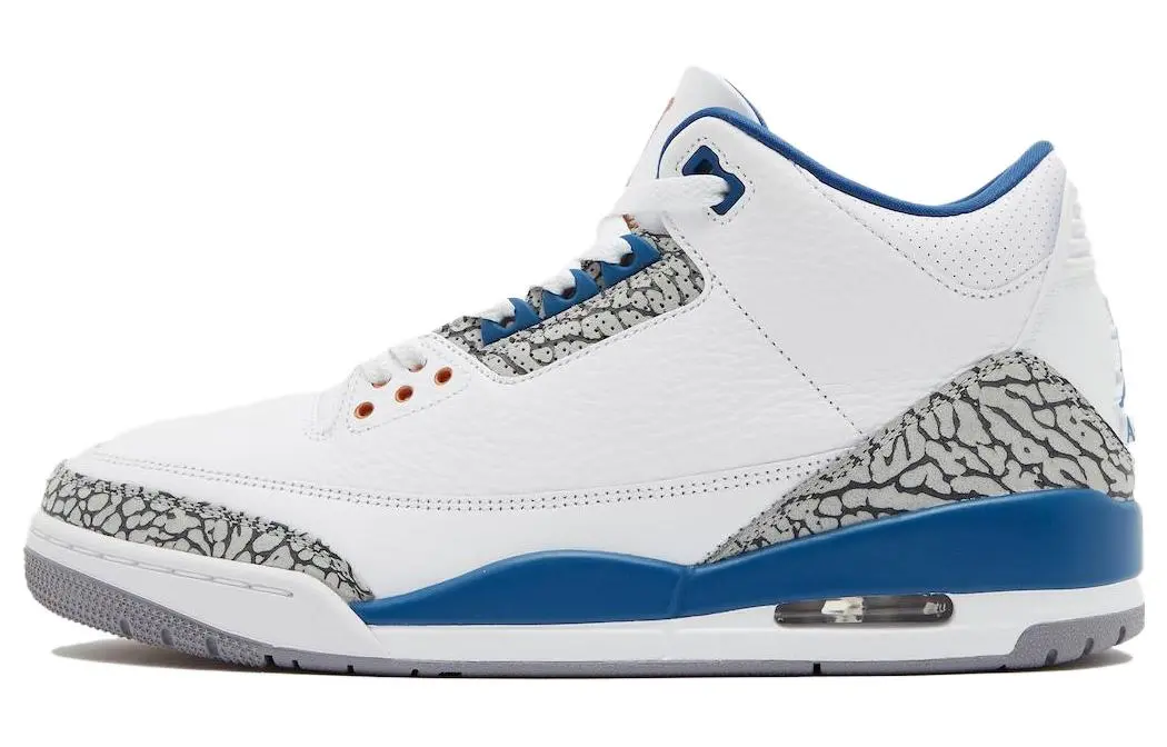 Jordan Air Jordan 3 Retro 'White And True Blue' Mid top Vintage Basketball Shoes Men's White Blue