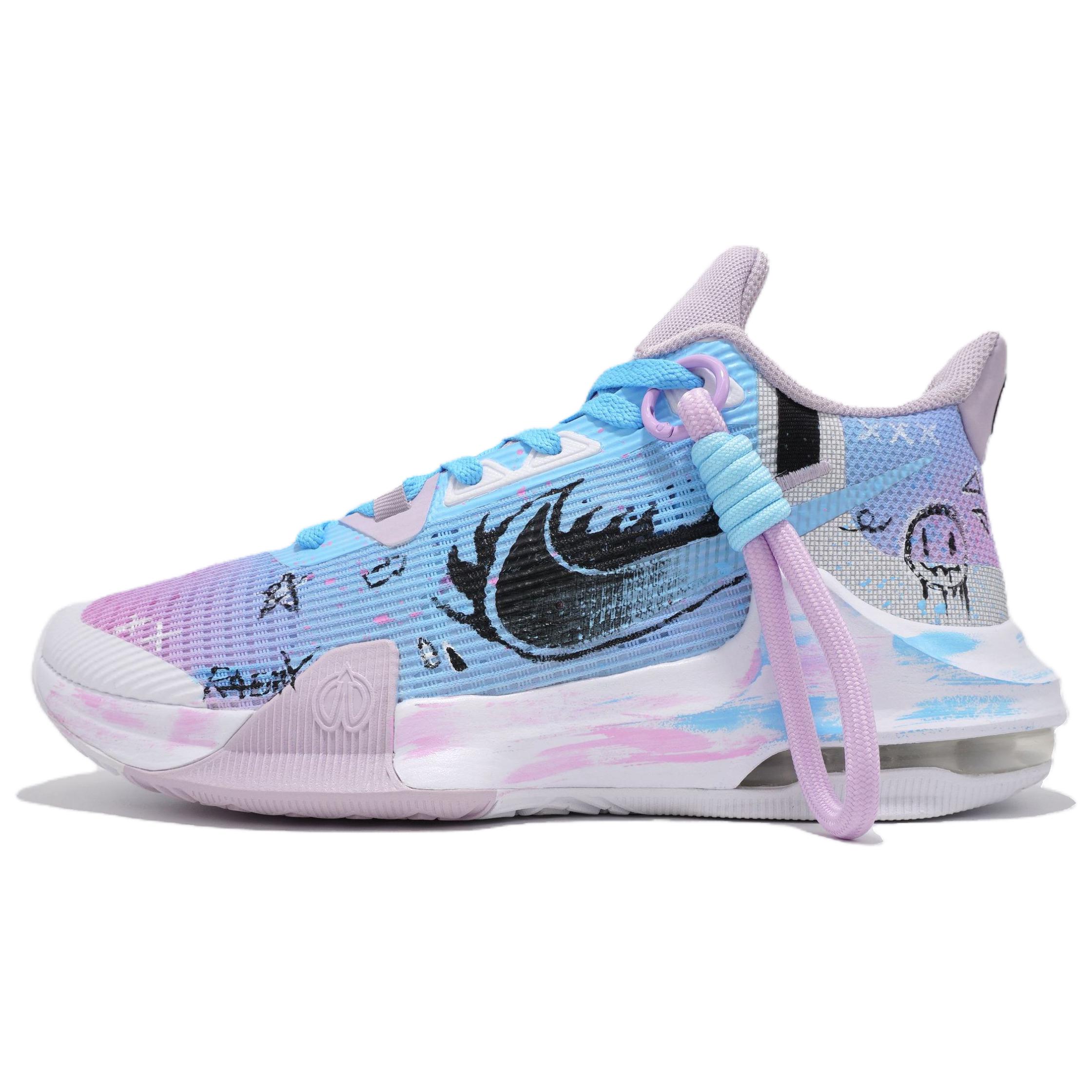 Nike Air Max Impact 3 Basketball Shoes Unisex Low Top Cyan/Purple/Pink/White/Black