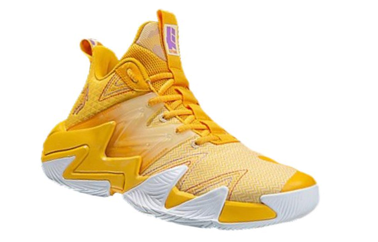 QIAODAN Slip Resistant Abrasion Resistant High top Basketball Shoes Men’s Yellow White