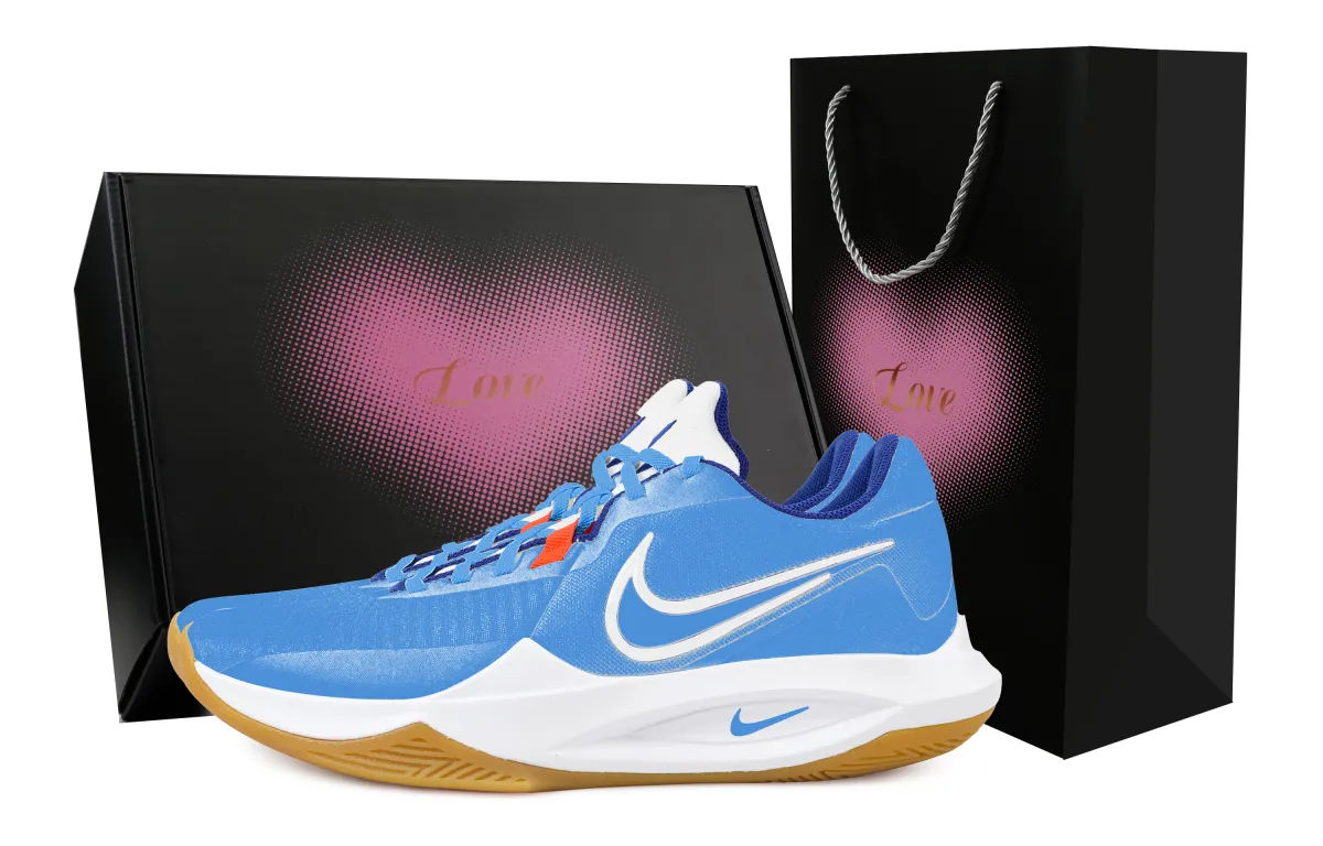 Nike Precision 6 Heart Box & Blue Sky Fabric Cushioning Breathable Low top Basketball Shoes Men's Dodger Blue