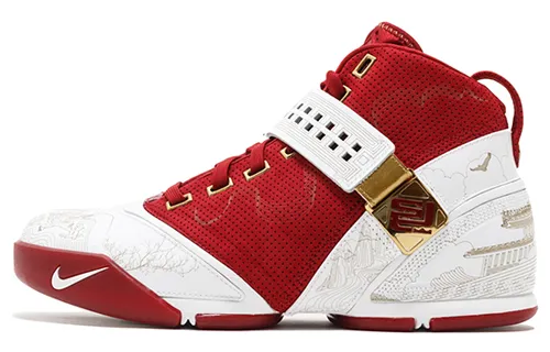 Nike Lebron 5 China Edition Mid top Basketball Shoes Men's White Red