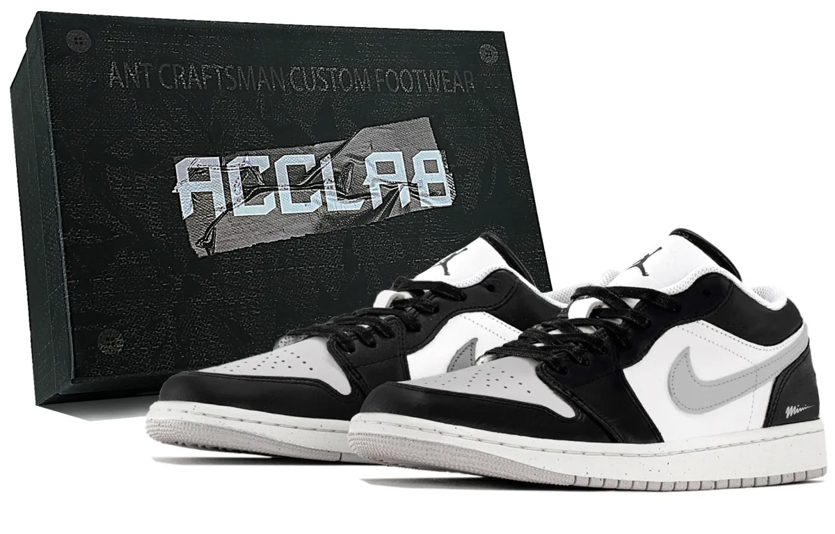 Jordan Air Jordan 1 Abrasion Resistant Low top Vintage Basketball Shoes Unisex Black Gray
