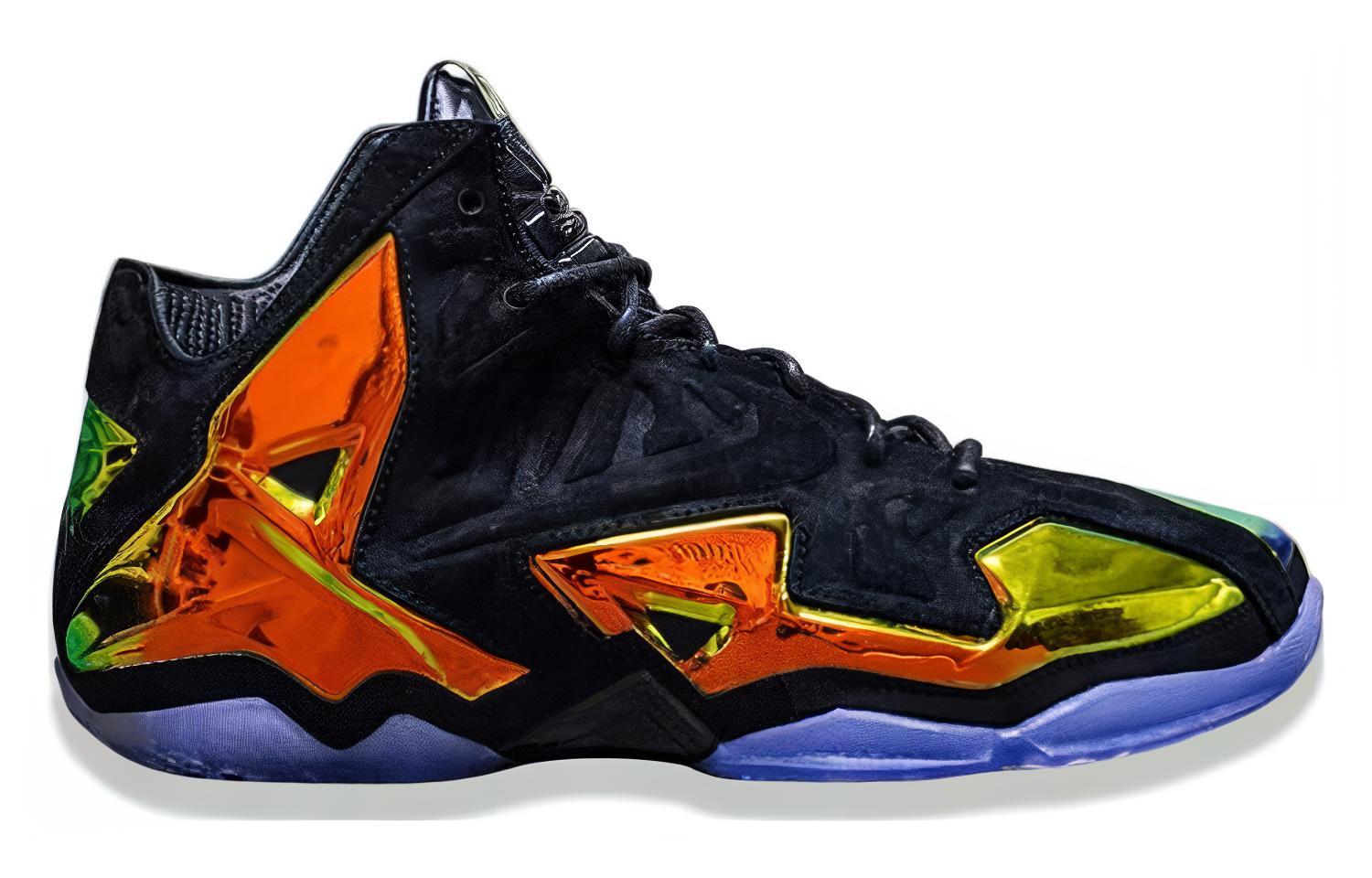 Мужские кроссовки Nike Lebron 11 EXT Kings Crown (черно-оранжевые) — фото 2