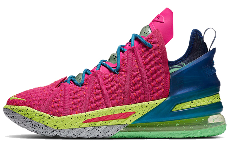 Nike Lebron 18 Night Los Angeles Low Top Practical Basketball Shoes Men's Pink Yellow Blue