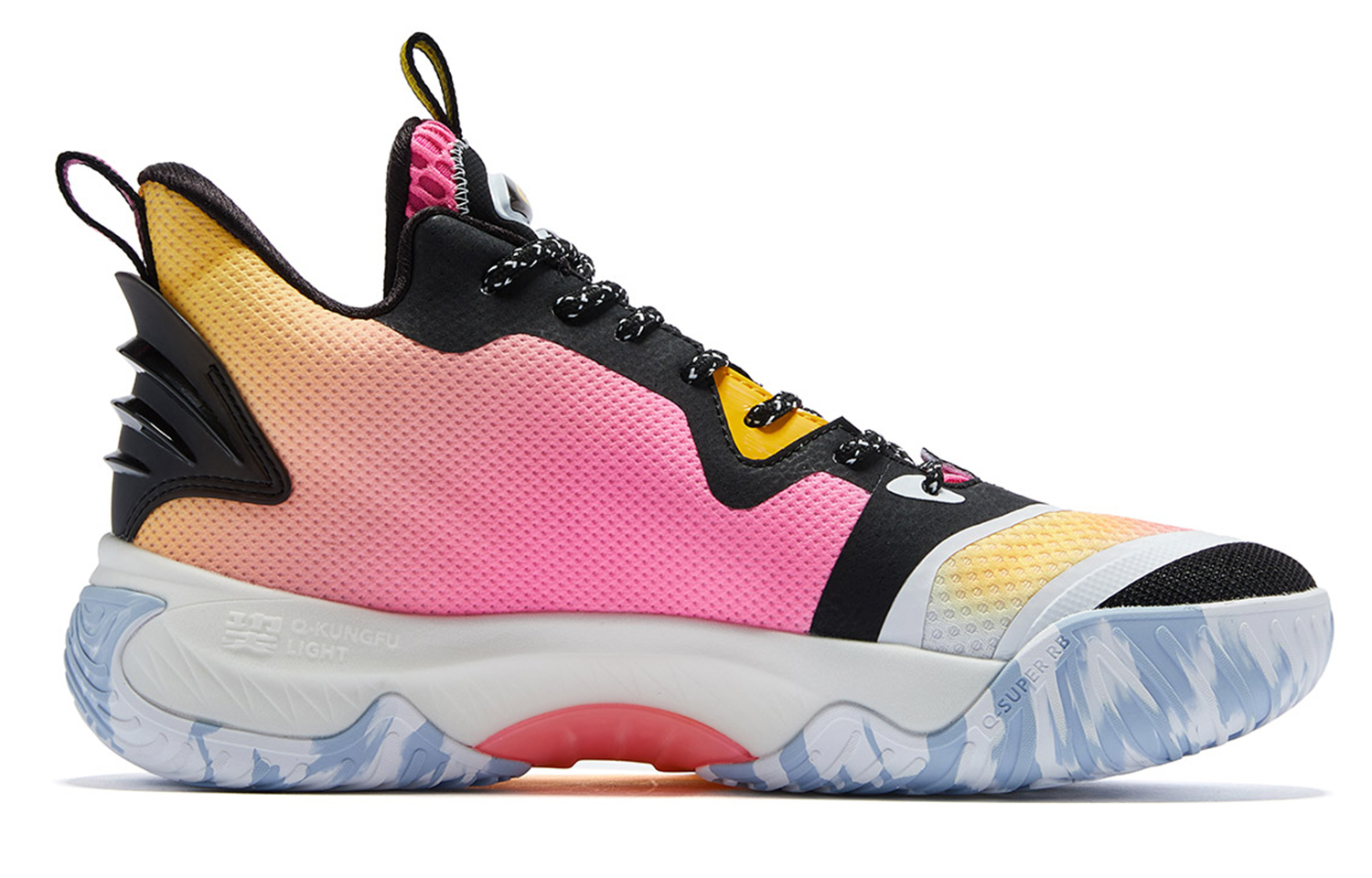 QIAODAN Titan 3 Slip Resistant Abrasion Resistant Mid top Basketball Shoes Men’s Pink Black Orange