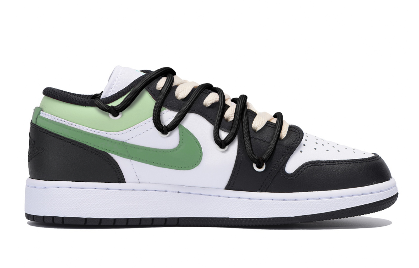 Jordan Air Jordan 1 Abrasion Resistant Slip Resistant Low top Vintage Basketball Shoes Men’s Black Green