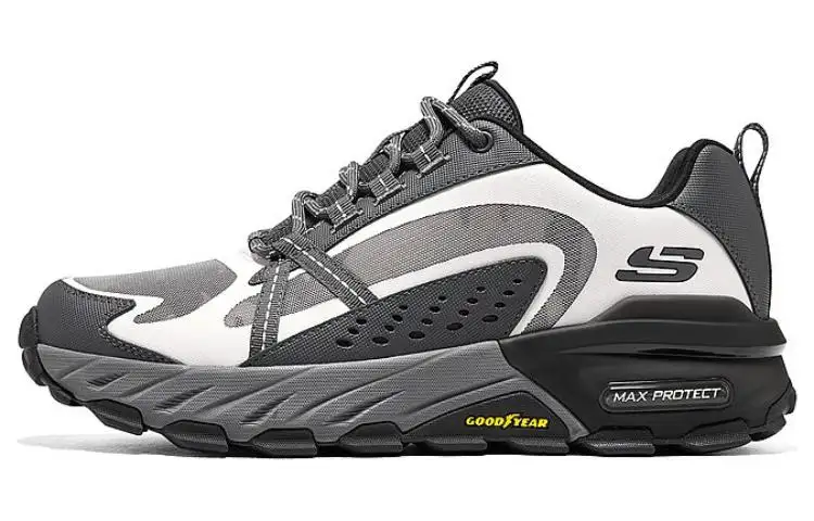 Skechers Max Protect Textile, Leather Wear resistant And Waterproof Low top Hiking Shoes Men's White Black