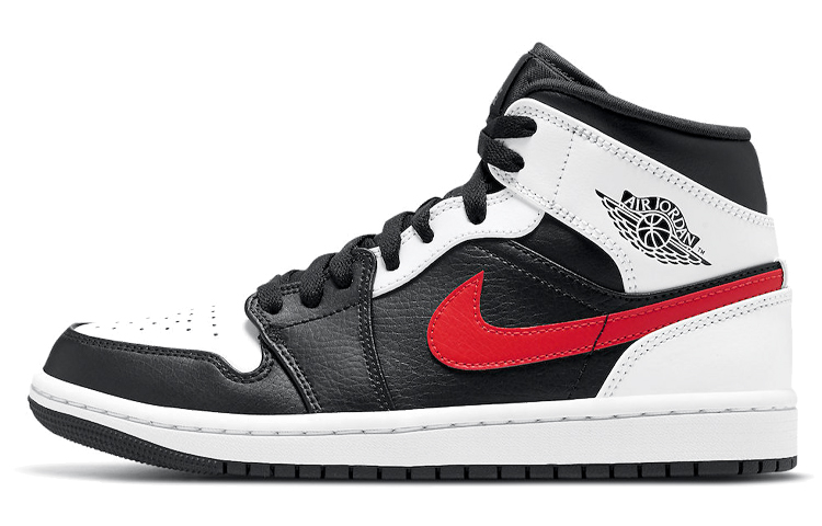 Jordan Air Jordan 1 mid panda red hook mid-top retro basketball shoes men and women black and white red