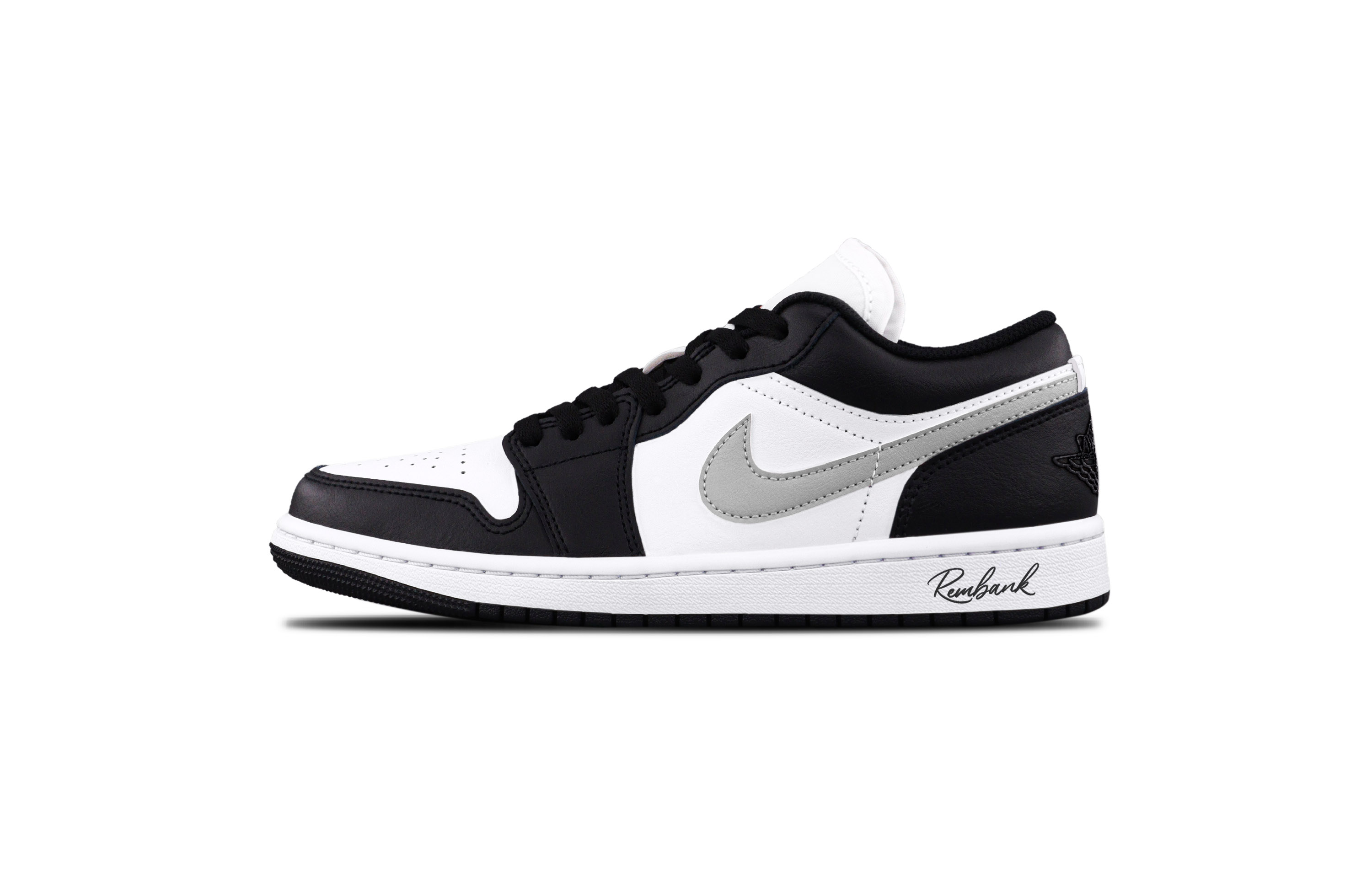 Jordan Air Jordan 1 Black Gray Player Low top Vintage Basketball Shoes Unisex Gray