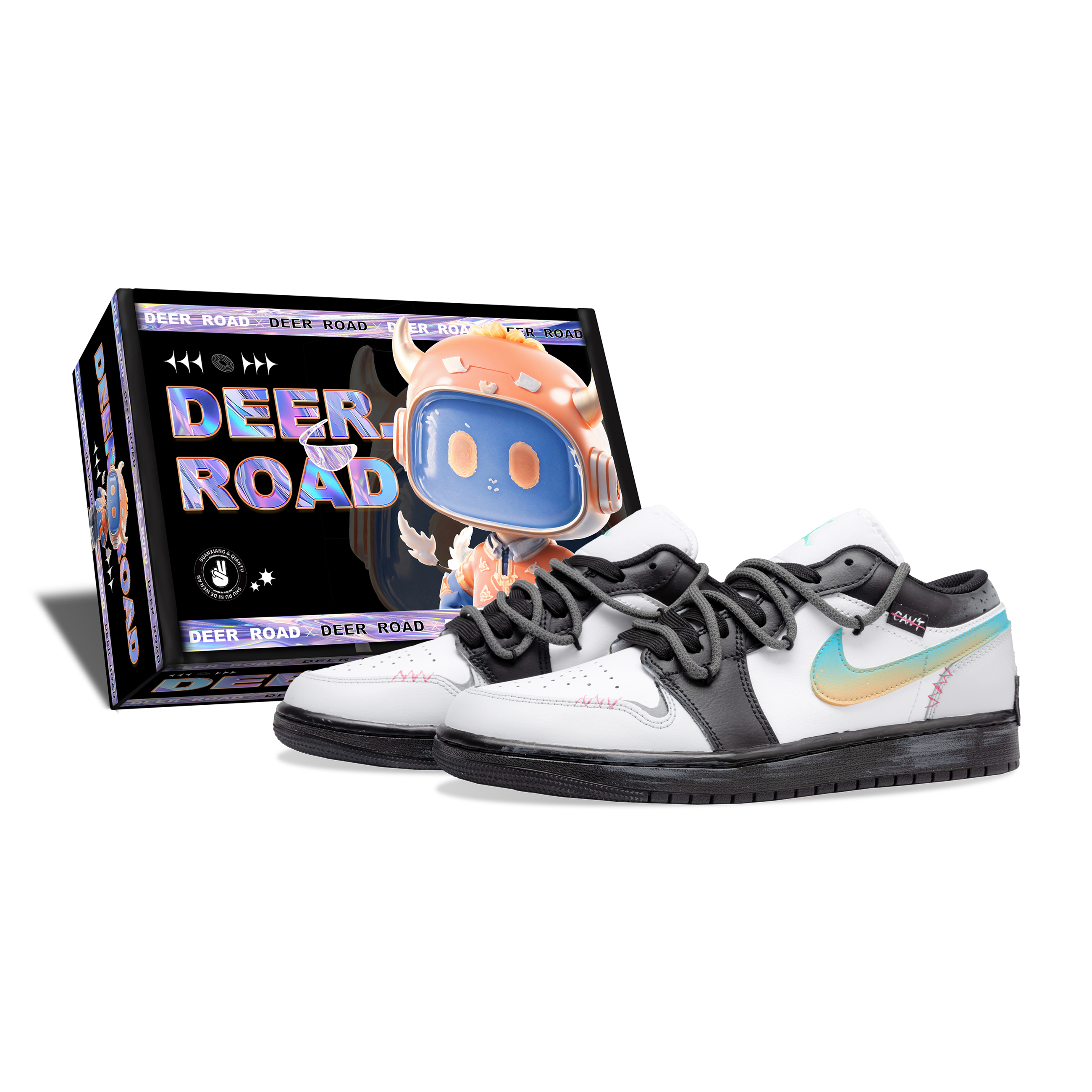 Jordan Air Jordan 1 Abrasion Resistant Low top Vintage Basketball Shoes Men's Black Gray White